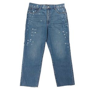 Express Blue Women's Jeans with Floral Embroidery